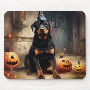 Rottweiler pompoenen Halloween eng Muismat