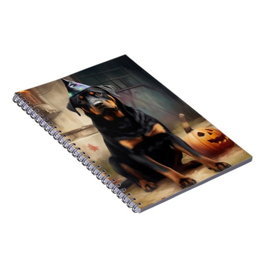 Rottweiler pompoenen Halloween eng Notitieboek (Rechterzijde)