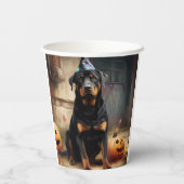 Rottweiler pompoenen Halloween eng Papieren Bekers (Achterkant)