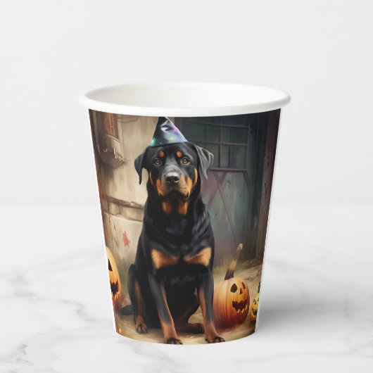 Rottweiler pompoenen Halloween eng Papieren Bekers (Voorkant)