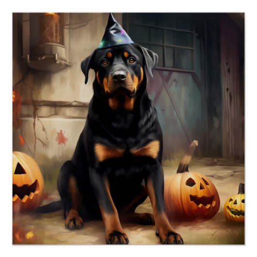 Rottweiler pompoenen Halloween eng Perfect Poster (Voorkant)