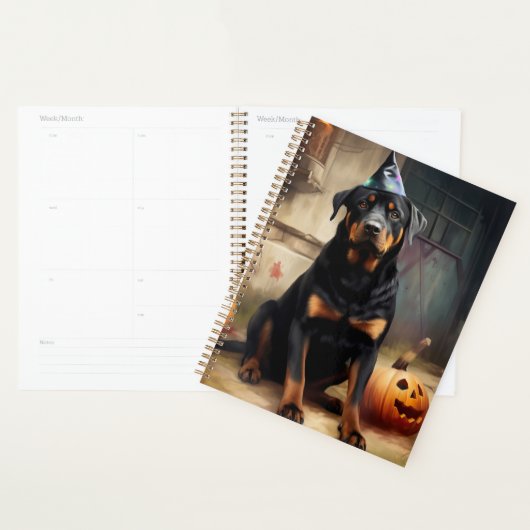 Rottweiler pompoenen Halloween eng Planner (Display)