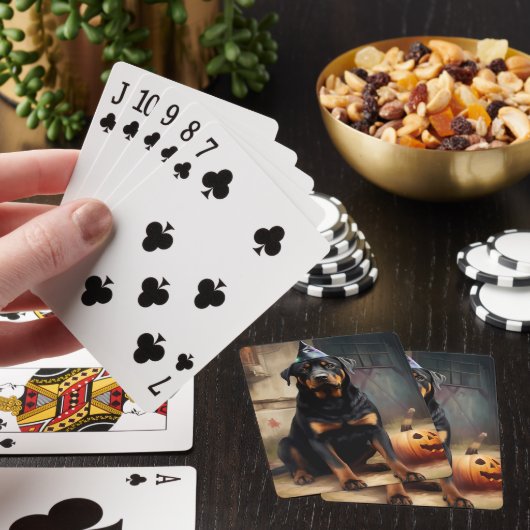 Rottweiler pompoenen Halloween eng Pokerkaarten (Insitu)