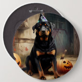 Rottweiler pompoenen Halloween eng Ronde Button 6,0 Cm (Voorkant /achterkant)