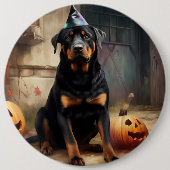 Rottweiler pompoenen Halloween eng Ronde Button 6,0 Cm (Voorkant)