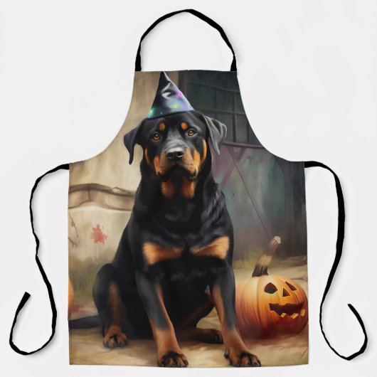 Rottweiler pompoenen Halloween eng Schort (Voorkant)