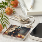 Rottweiler pompoenen Halloween eng Sleutelhanger (Voorkant Rechts)