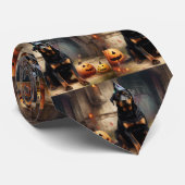 Rottweiler pompoenen Halloween eng Stropdas (Opgerold)