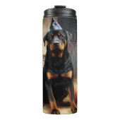 Rottweiler pompoenen Halloween eng Thermosbeker (Voorkant)