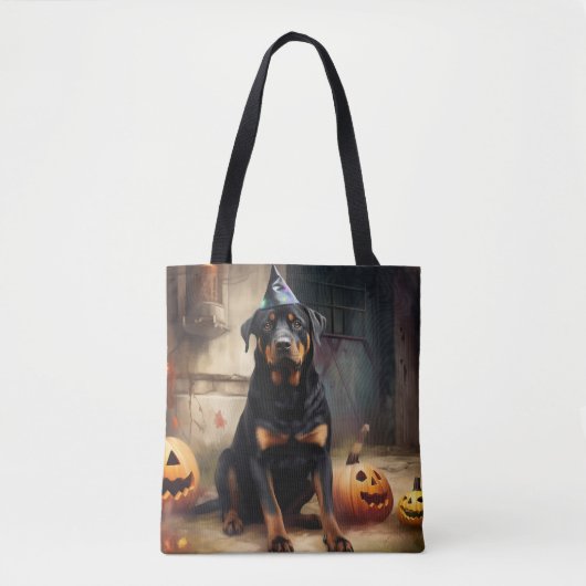 Rottweiler pompoenen Halloween eng Tote Bag (Voorkant)