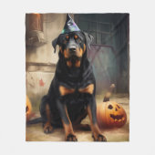 Rottweiler Pompoenen Halloween Griezelen Fleece Deken (Voorkant)