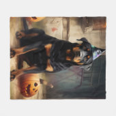 Rottweiler Pompoenen Halloween Griezelen Fleece Deken (Voorkant (Horizontaal))