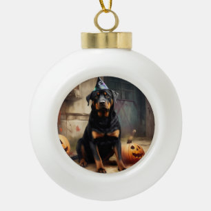 Rottweiler Pompoenen Halloween Griezelen Keramische Bal Ornament