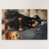 Rottweiler Pompoenen Halloween Griezelen Legpuzzel (Horizontaal)