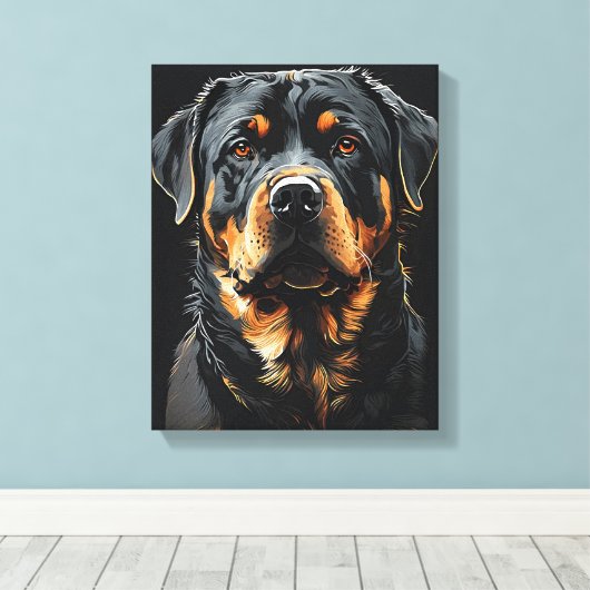 Rottweiler portret canvas afdruk (Insitu (Houten vloer))