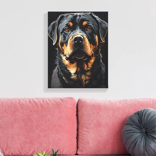 Rottweiler portret canvas afdruk (Insitu (Woonkamer))