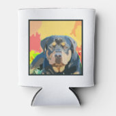 Rottweiler Portret Digitaal Schilderen Blikjeskoeler (Voorkant)