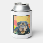 Rottweiler Portret Digitaal Schilderen Blikjeskoeler (Blikje Achterkant)