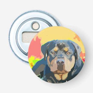 Rottweiler Portret Digital Painting Button Flesopener