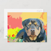 Rottweiler-portret schilderen briefkaart (Voorkant / Achterkant)