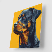 Rottweiler Portret Vierkante Klok (Hoek)