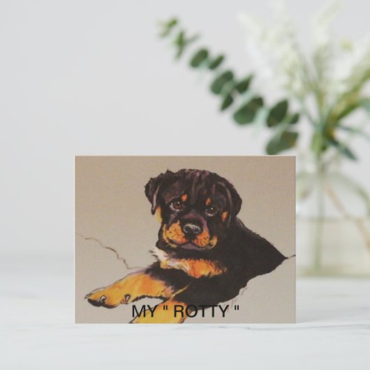 ROTTWEILER POSTCAR BRIEFKAART (Staand voorkant)