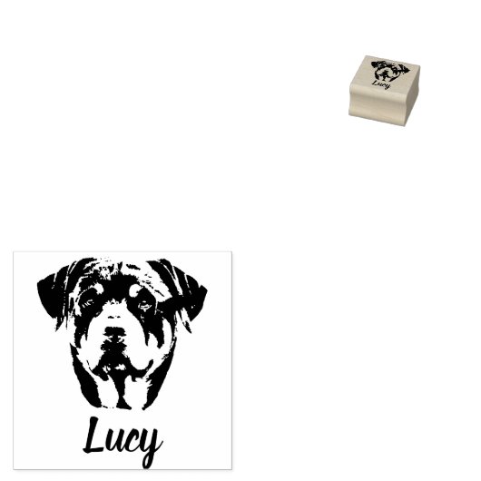 Rottweiler Print Aangepaste Naam Handtekening Hout Rubberstempel (Gestempeld)