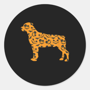 rottweiler pumpkin shape funny scareen halloween ronde sticker