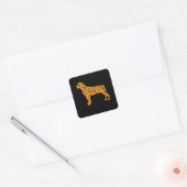 rottweiler pumpkin shape funny scareen halloween vierkante sticker (Envelop)