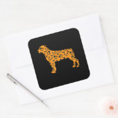 rottweiler pumpkin shape funny scareen halloween vierkante sticker (Envelop)