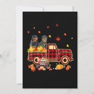Rottweiler Pumpkin Truck Herfst Leaf Thanksgiving Aankondiging
