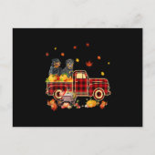 Rottweiler Pumpkin Truck Herfst Leaf Thanksgiving Aankondigingskaart (Voorkant)