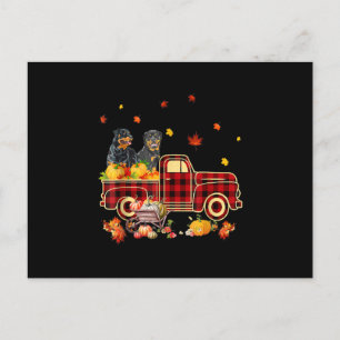 Rottweiler Pumpkin Truck Herfst Leaf Thanksgiving Aankondigingskaart
