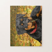 Rottweiler Pup Lying On The Ground In Forest Legpuzzel (Verticaal)