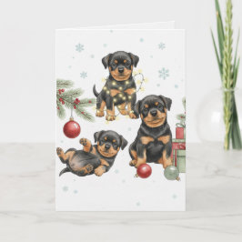 Rottweiler Puppies Christmas Card Kaart