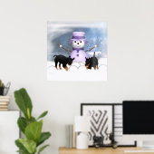 Rottweiler-Puppies die in de sneeuw spelen Poster (Thuiskantoor)