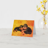 Rottweiler Puppies Dog Art Blank Note Kaart (Gele Bloem)