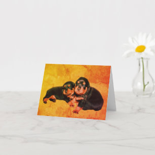 Rottweiler Puppies Dog Art Blank Note Kaart