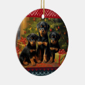 Rottweiler puppies Kerst Keramisch Ornament (Rechts)
