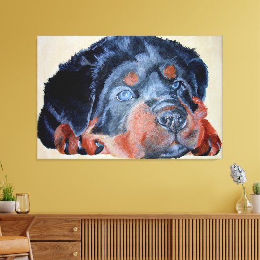 Rottweiler Puppy Artistic Pet Portret Canvas Afdruk (Insitu (Woonkamer))