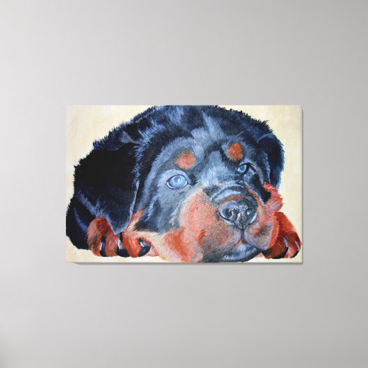 Rottweiler Puppy Artistic Pet Portret Canvas Afdruk (Voorkant)