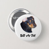 Rottweiler Puppy, BaD eAr DaY Ronde Button 5,7 Cm (Voorkant /achterkant)