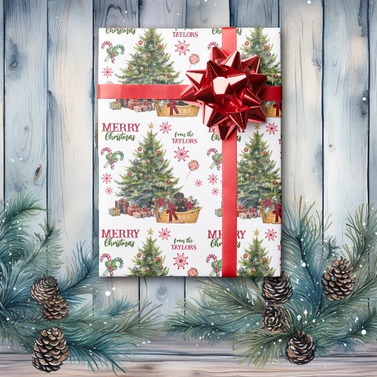 Rottweiler Puppy Basket Onder de Boom Cadeaupapier