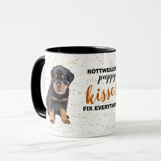 Rottweiler Puppy Dog Kisses Fix Alles Mok (Voorkant links)