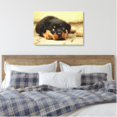 Rottweiler puppy dog nieuwsgierig naar leven canvas afdruk (Insitu (Slaapkamer))