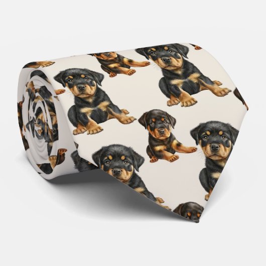Rottweiler Puppy Dog Pattern Stropdas (Opgerold)