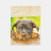 Rottweiler Puppy Dog Water Kleur Olieverf Kunst Fleece Deken (Voorkant)