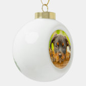 Rottweiler Puppy Dog Water Kleur Olieverf Kunst Keramische Bal Ornament (Links)