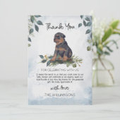 Rottweiler Puppy Dog Waterverf Dog Baby shower Bedankkaart (Staand voorkant)