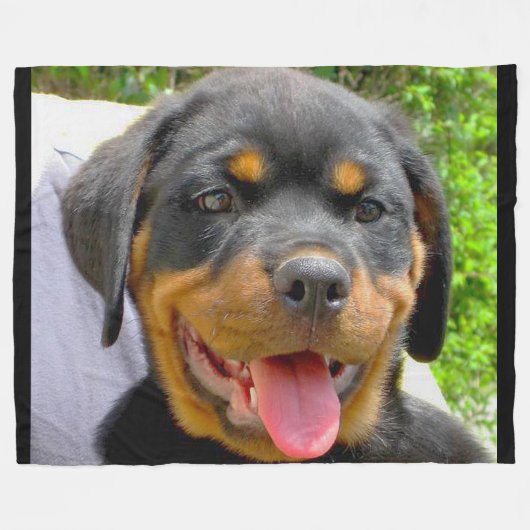 Rottweiler Puppy Fleece Blanket (Voorkant (Horizontaal))